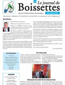 Couverture Journal de Boissettes N°113 - novembre 2020