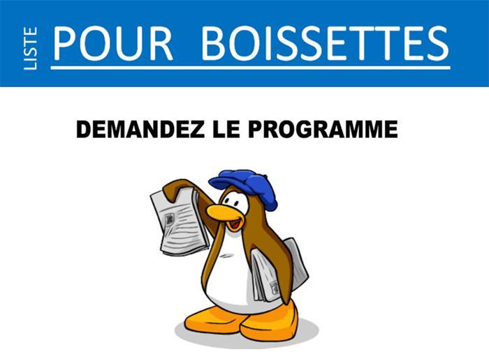 Liste pour Boissettes, programme